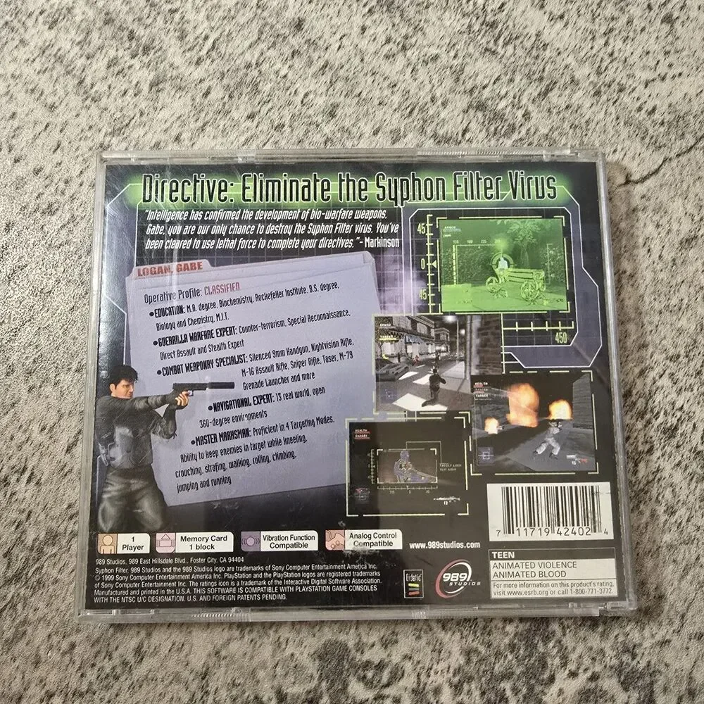 Vintage Syphon Filter (Sony PlayStation 1, 1999) Tested Working